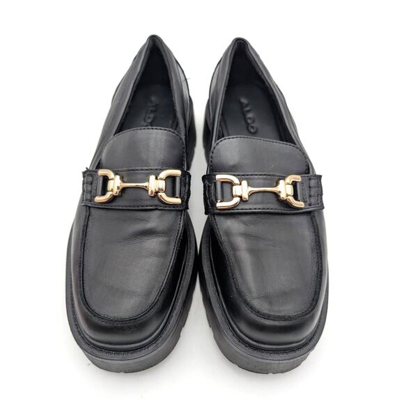 Aldo Oneameth Platform Lug Sole Loafers Women's Round Toe Black Size US8.5 EU39 - Picture 12 of 16